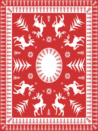 Red and White Festive Table Linen Designのイラスト素材