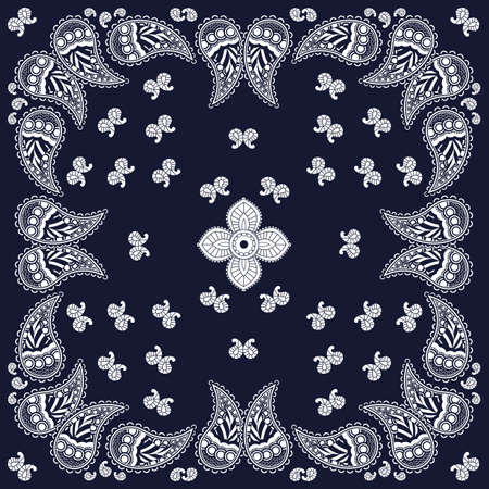 Navy paisley bandana designのイラスト素材