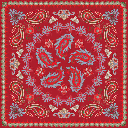 Traditional Paisley Bandana Designのイラスト素材