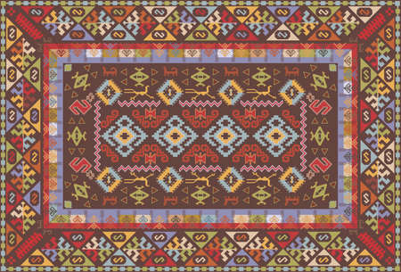 Oriental nomadic type carpet designのイラスト素材