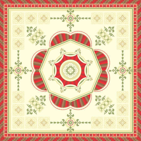 Ornamental square carpet designed in the romanesque styleのイラスト素材