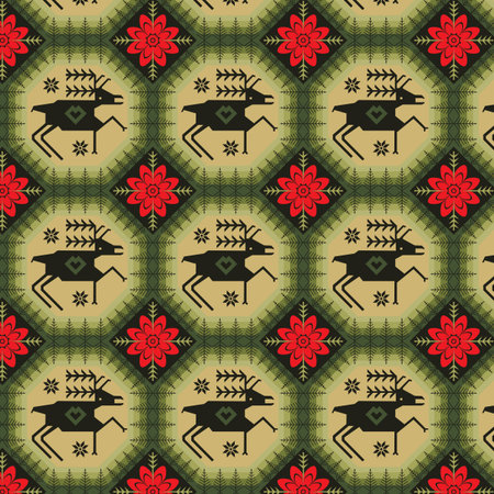 Reindeer Seamless Christmas Background