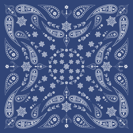 Bandana Scarf with Paisley and Floral Patternのイラスト素材