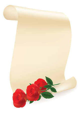  Red roses with roll of paper.のイラスト素材