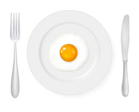 Fried egg in a plate. のイラスト素材