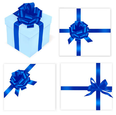  illustration. Collection of holiday bows with ribbons. のイラスト素材