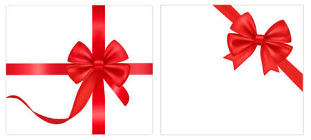  illustration. Collection of holiday bows with ribbons. のイラスト素材