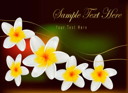 Background with frangipani flowers. Vector illustration.のイラスト素材