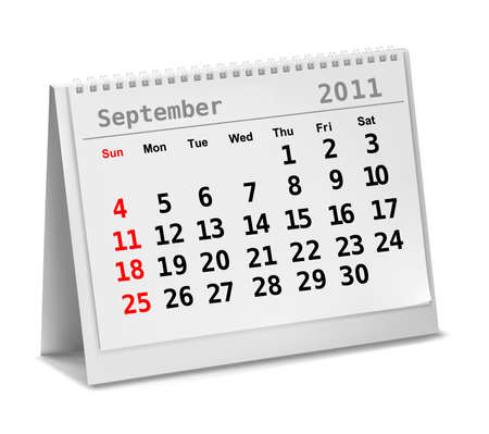 Desktop calendar with a marked 5th of September, The Labor Day. Vector.のイラスト素材