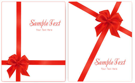 Vector illustration. Collection of red gift bows with ribbons.のイラスト素材