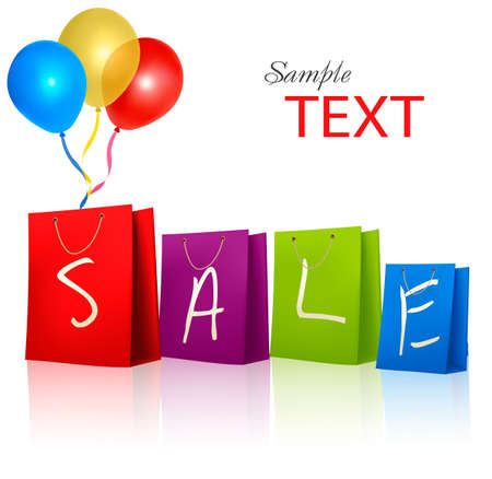 Sale shopping bags. Concept of discount. Vector illustration.のイラスト素材