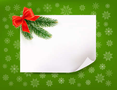 Christmas background with gift bow  and fir branches.のイラスト素材