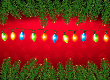 Christmas background with color harland and fir branches  illustrationのイラスト素材
