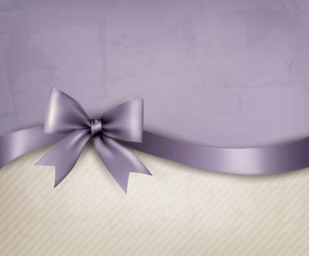 Holiday background with old_paper and gift bow and ribbon. Vectorのイラスト素材