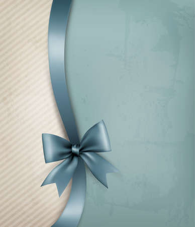 Holiday background with old_paper and gift bow and ribbon. Vectorのイラスト素材