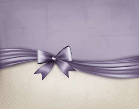 Holiday background with gift bow and ribbon on old paper illustrationのイラスト素材