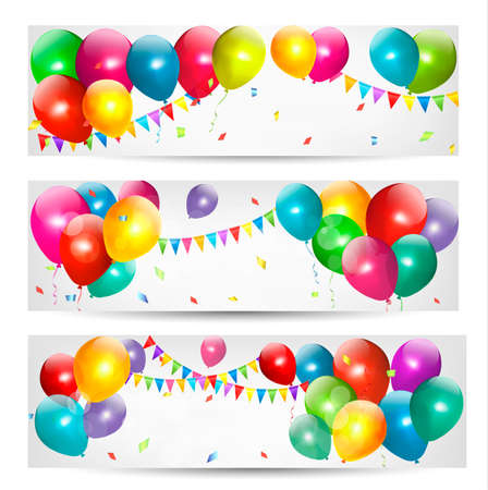 Holiday banners with colorful balloonsのイラスト素材