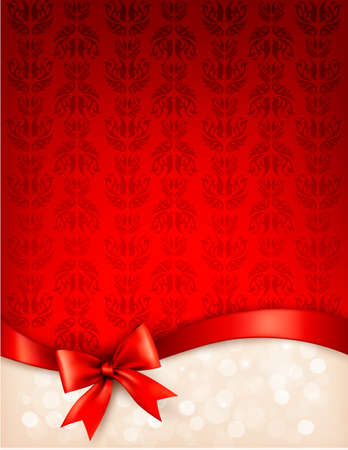 Holiday background with gift glossy bow and ribbon. のイラスト素材