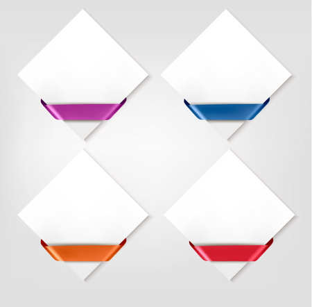 Collection of cardboard paper banners with color ribbons. のイラスト素材