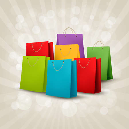 Background with colorful shopping bags. Discount concept. のイラスト素材
