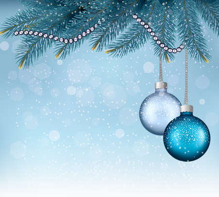 Christmas background with balls and branches. Vector illustrationのイラスト素材