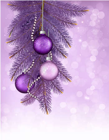Christmas background with balls and branches. Vector illustrationのイラスト素材