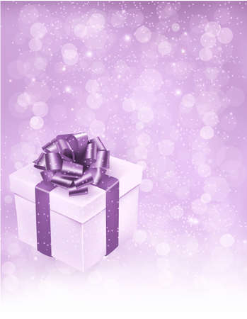 Holiday background with gift box with bow and ribbon. Vector illustrationのイラスト素材