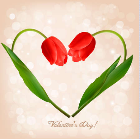 Valentine's day background with two flowers. のイラスト素材