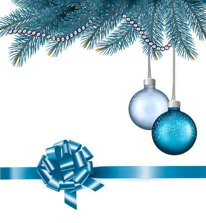 Christmas background with balls and branches. Vector illustrationのイラスト素材