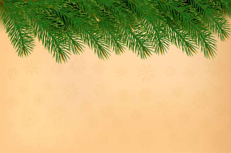 Christmas background with  branches of tree and old paper. Vector.のイラスト素材