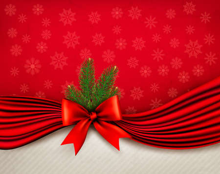 Chistmas holiday background with gift glossy bow and ribbons. Vector.のイラスト素材