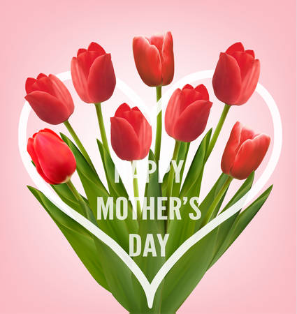 Holiday background with bouquet of red flowers. Vector illustration.のイラスト素材