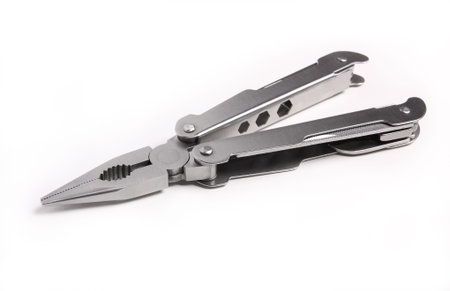 It shows the metal, steel pliers on white background                