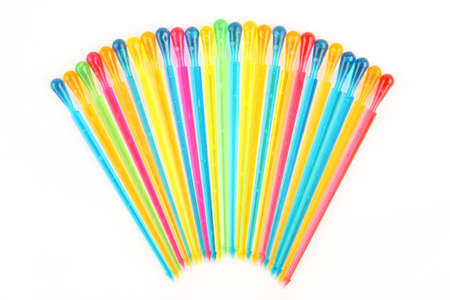 Set of multi-colored sticks for a canape on a white backgroundの写真素材
