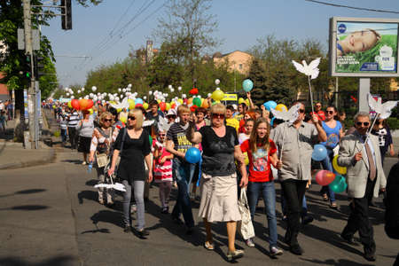 The celebration of May 1 - International Workers' Day. Dnepropetrovsk. Ukraineのeditorial素材