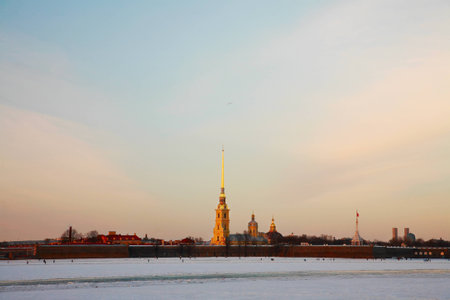 St. Petersburg, Russia,  Neva River, Peter and Paul Fortressのeditorial素材