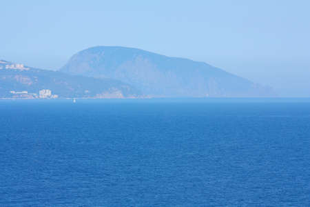 Crimea. Black Sea, mountain Ajudag Bear Mountain in the hazeの写真素材