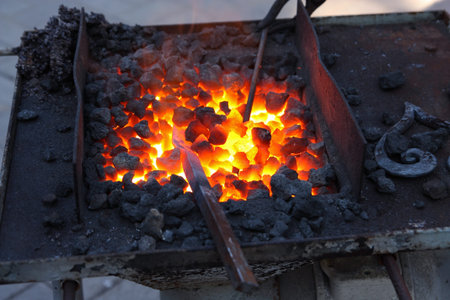 Forge, brazier with hot coals
