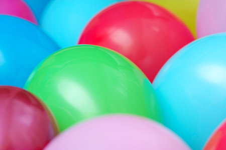 Multicolored rubber balloons close-up