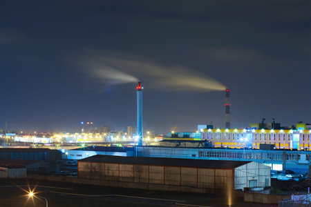 Night city, Industrial Area, cityscape