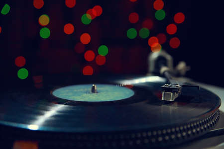 Turntable, record-player of vinyl disks close-upの写真素材