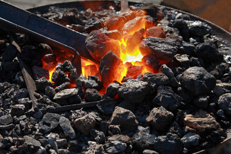 Forge, brazier with hot coals