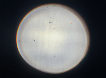 The circle of light on a black background coming from the overhead projectorの写真素材