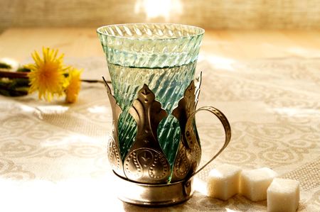 Bun-fight  Glass-holder on the tableの写真素材