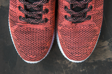 Sneakers for fitness on a dark background.の写真素材