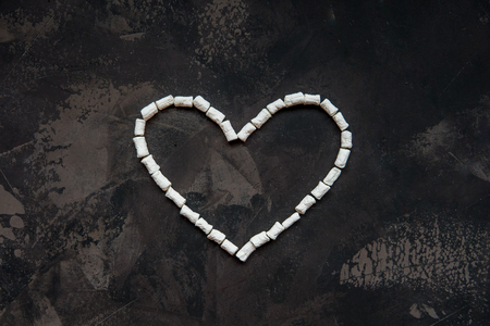 Heart made of white heart marshmallow, decoration for love.の写真素材