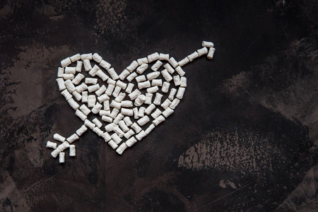 Heart made of white heart marshmallow, decoration for love.の写真素材