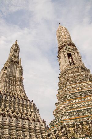 Wat Arun Ratchawararam Temple in spring, Bangkok, Thailandの写真素材