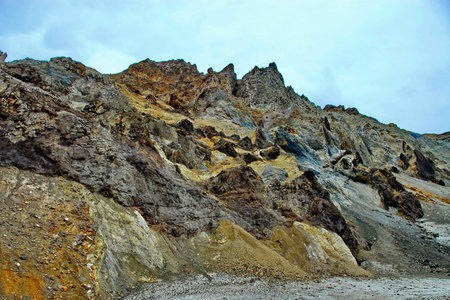 Russia. Kamchatka. The crater of an active volcano.