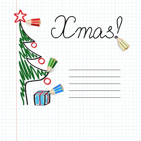Christmas tree greeting cardのイラスト素材